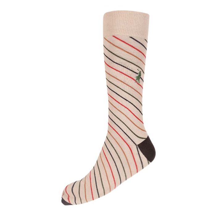 POL895ST-2804-B COTTONNYLON STRIPE SOCK STONE Q124