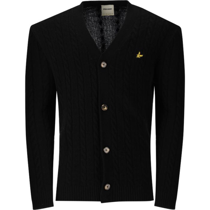 Lyle & Scott Knitted Cardigan Mens Black|John Craig