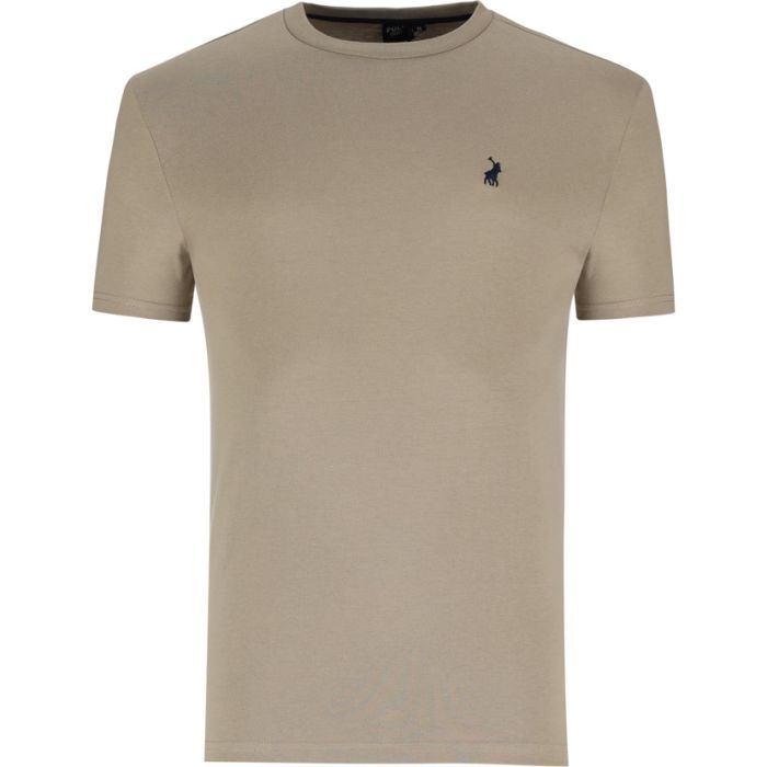 Polo Crewneck T-shirt Mens Taupe|John Craig