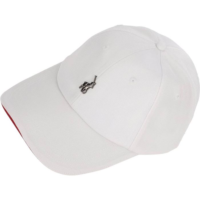 Polo 6 Panel Metal Peak Cap Mens White/Red|John Craig