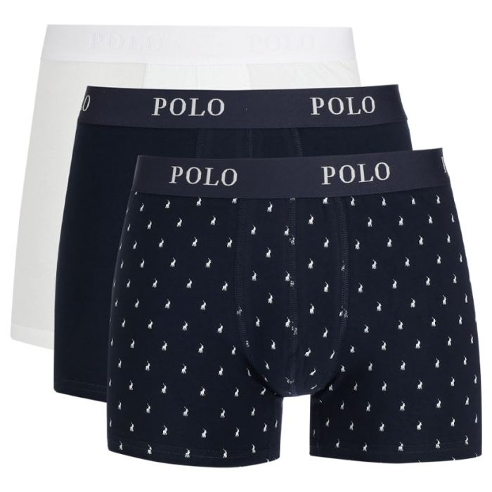 Polo Basic Print Pack Boxers Mens Navy|John Craig