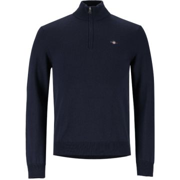 Gant Knitted Half Zip Top Mens Evening Blue