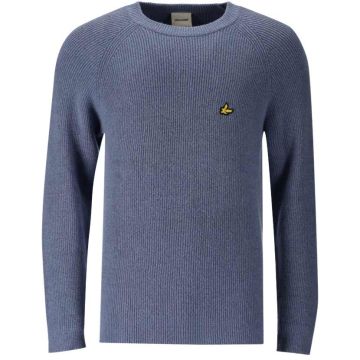 Lyle & Scott Knitted Ribbed Crewneck Mens Country Blue