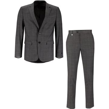 Polo Custom Fit Checkered Suit Mens Charocoal